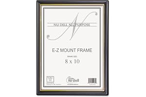 Nudell 8 x 10 Inches EZ Mount Document Frame Plastic Face, Black with Gold Trim