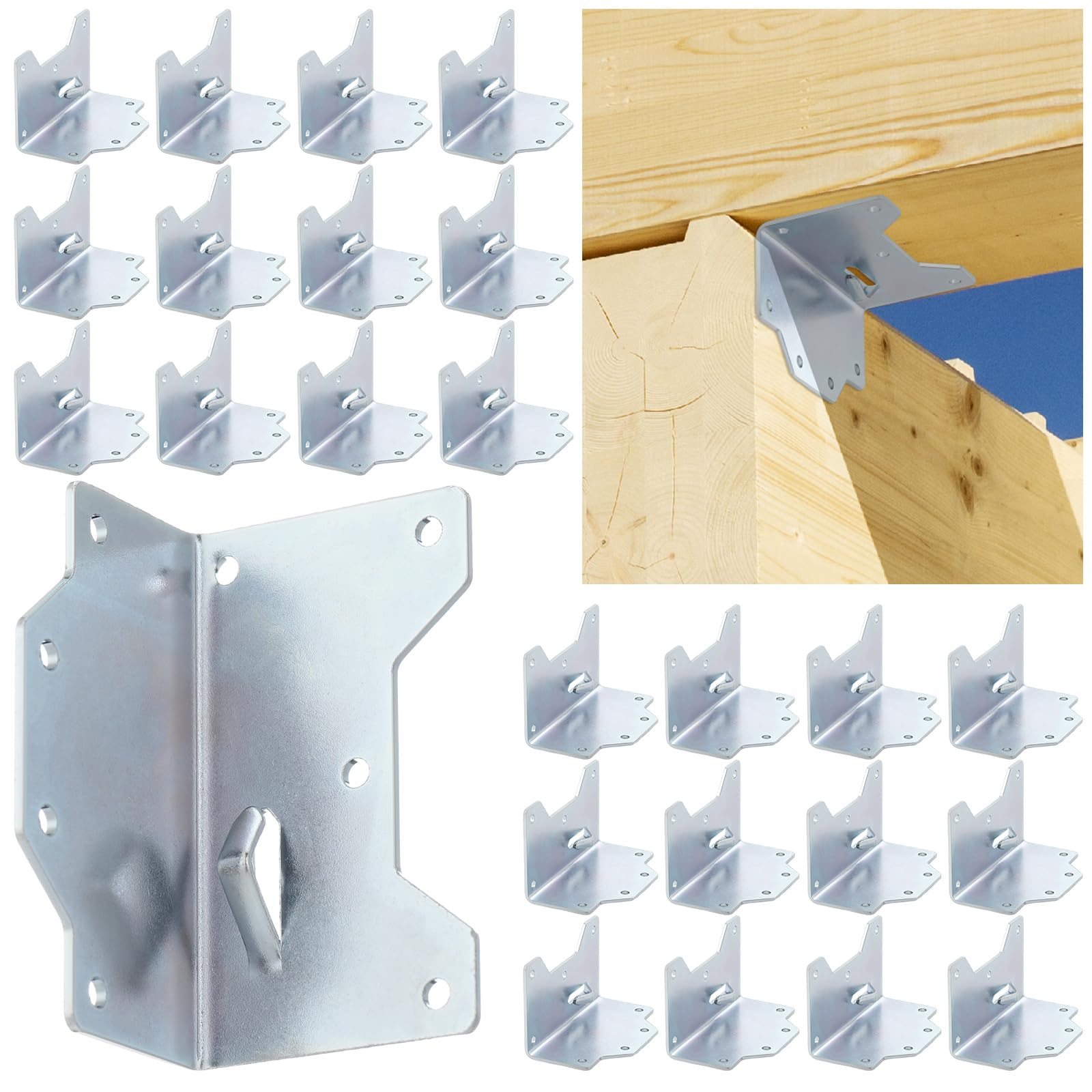 Photo 1 of Shimeyao 25pcs Galvanized Framing Angle Brackets - Multi Purpose Wood Frame Connectors, Rafter Deck Brackets, Joist Hanger, Concrete Forms, Reinforcing l Angle(1-7/16in. X 2-1/2in.,Style1)