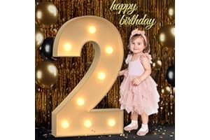 MIXIFOX 3FT Marquee Numbers, Light Up Numbers 2 for 2nd 20th 21st Birthday Decorations, Big Numbers for Party Decorations, Large Light Up Numbers for Party Decor DIY Pre-Cut Foamboad Mosaic Numbers