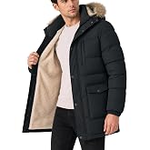 GEEK LIGHTING Men's Winter Jacket with Fur Hood Sherpa Lined Thicken Parka | Water Resistant Windproof, Full-zip Design, Insulated Hooded Puffer Jacket for Men