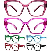Eyekepper Metalless Screwless Blue Light Blocking Reading Glasses Spring Hinges Oversized Cat Eye 6 Pack Women's Readers