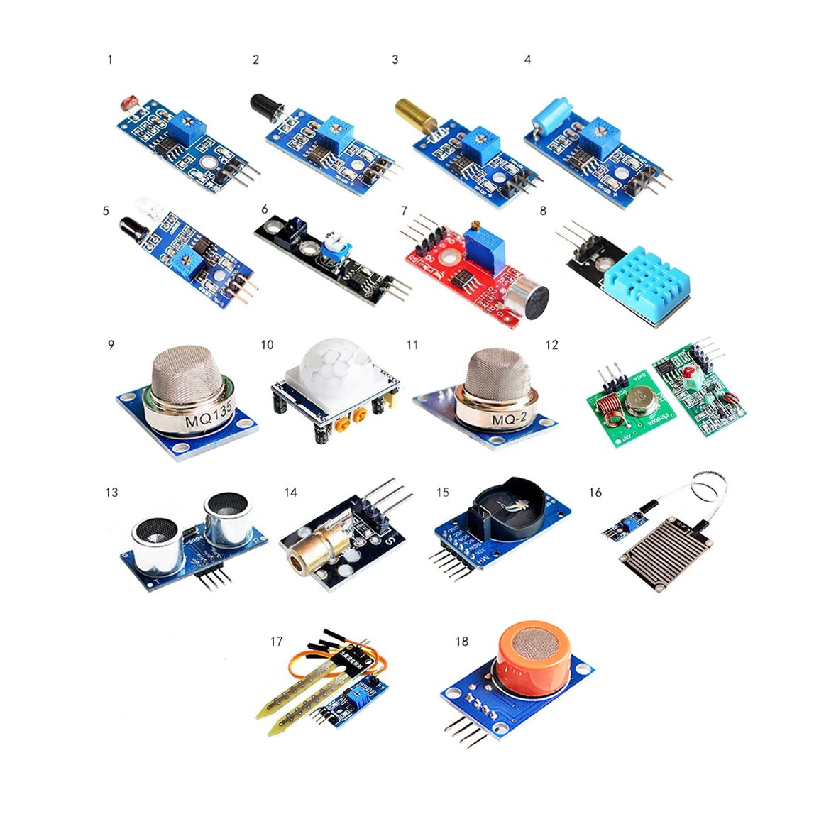Buy OctagonStar 18pcs Raspberry pi 2 B+ sensor module Board package 18 ...