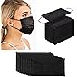 50pcs Black Disposable Face Masks 3Ply Black Face Mask Disposable Breathable