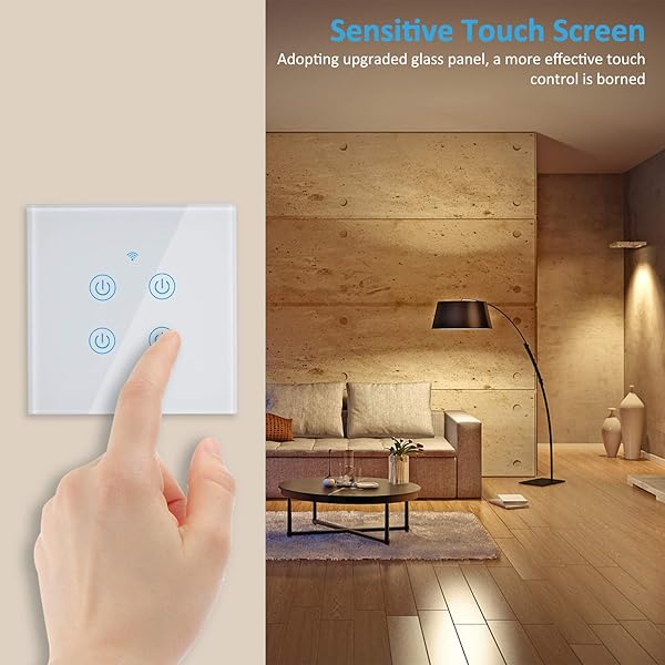 TEEKAR Interruptor de luz ZigBee 3 0 Control de aplicacin de Voz Interruptor de Pared Inteligente de Alexa Compatible con Alexa y Google Home Interruptor de luz con Pantalla tctil Inteligente