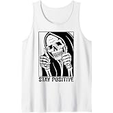 Funny Skull Stay Positive Skeleton Halloween Motivational Tank Top