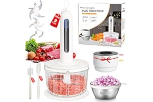 4 Bowls(9 Cups) Cordless Food Processor【800W Pure Copper Motor】【3 Sets SUS304 Blades】Meat Grinder USB Rechargeable Food Chopp