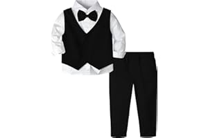 A&J DESIGN Toddler Suit 3 PCS for Boys Kids Gentleman Tuxedo Wedding Photoshoot Clothes Formal Outfit 18 Months-5 Years