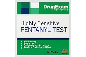 DRUGEXAM 5 Pack - Fen Strips for Rapid Detection, Urinary Drug Testing, One-Step Quick Results, Easy-Read Urine Drug Test Strips, Synthetic OPI Detection Drug Testing Strip,Drug Test Strips, Fen 20 ng/mL