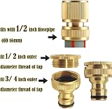 Uni-Fine Brass Garden Hose Quick Connector Kit 1/2" 3/4" 2-in-1 Tap Faucet End view 3