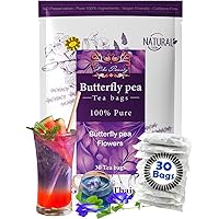 Hida Beauty Dried Butterfly pea flower tea 30 Tea bags Blue Natural Pure colors for drinks hot cool purple violet funness par