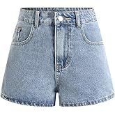 winkbay Women's Summer Wide Leg Jean Shorts Y2k High Waisted Vintage Basic Denim Shorts Streetwear