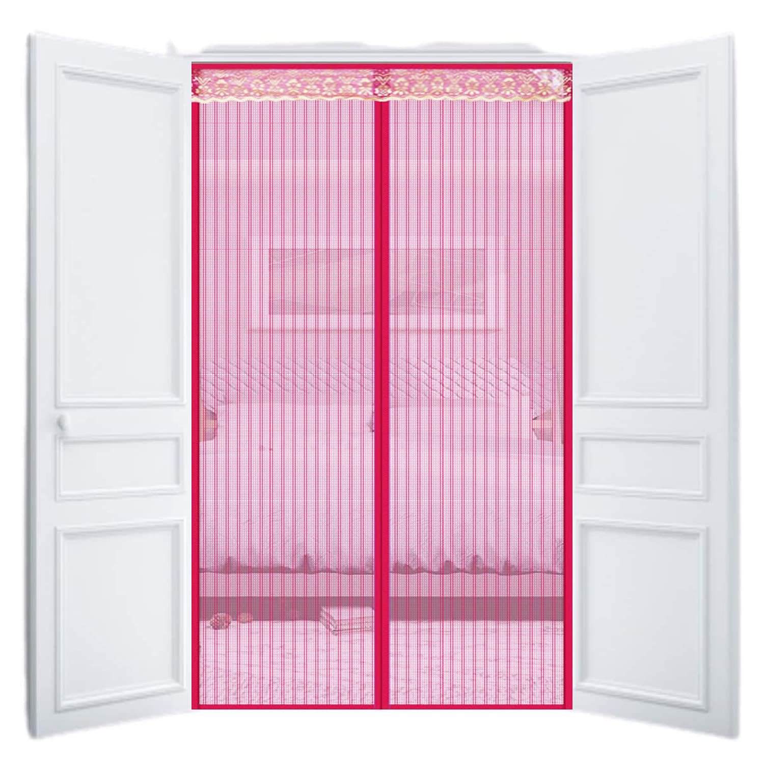 Generise Magic Mesh Anti Mosquito Door Net, Pink, Pink1 Units