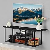 Floating TV Stand for Under TV Floating TV Shelf Wall Mounted Entertainment Console Center Media Table with Storage for Under TV Living Room Bedroom Office, Black