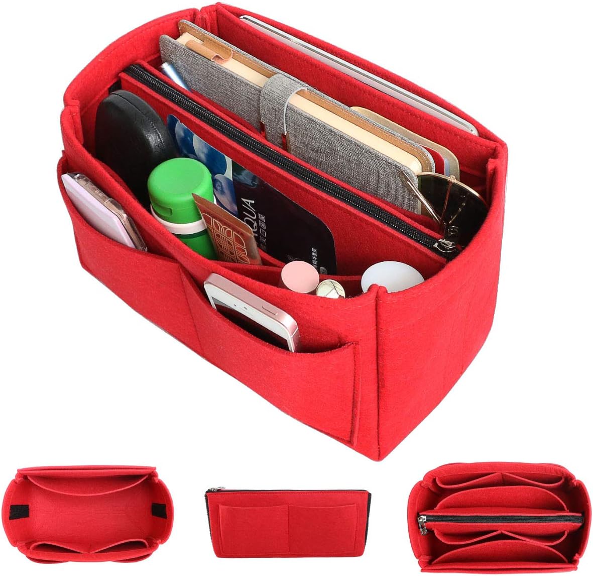 SHINGONE Felt Purse Organizer Insert Bag in Bag Organizer with Removable Tote, Fit LV Speedy, Neverfull, Longchamp, 5 Colors