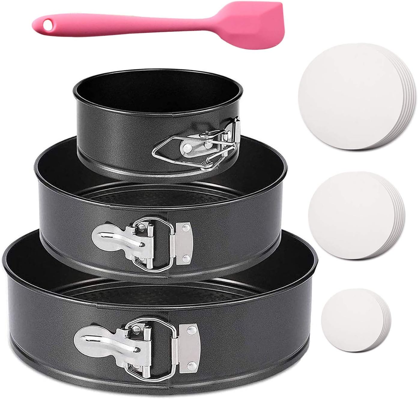 3Pcs Springform Pan set Nonstick Leakproof 4"/7"/9" Cake