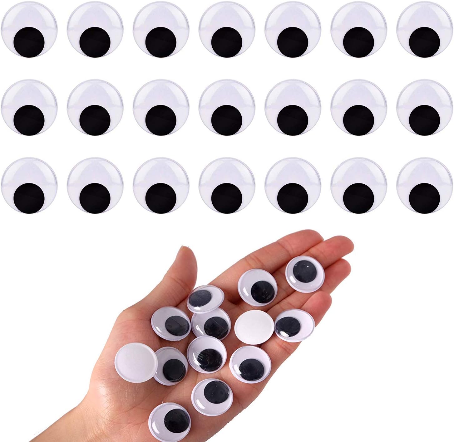 Googly Eyes Self Adhesive 20mm - 100 Stick On Googly Eyes for Crafting Kids Craft Projects & DIY, Black White - Image 3