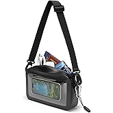 Smasrob Waterproof Sling Bag with Phone Touch Screen Feature and Back Molle System, Waterproof Fanny Pack with a Carabiner and a Whistle, Black