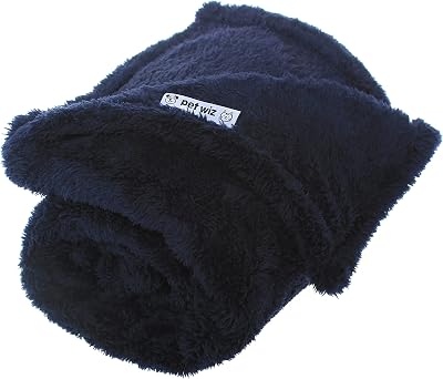 pet wiz Soft Fluffy Fleece Blanket Navy Small 60 x 80cm for Pets