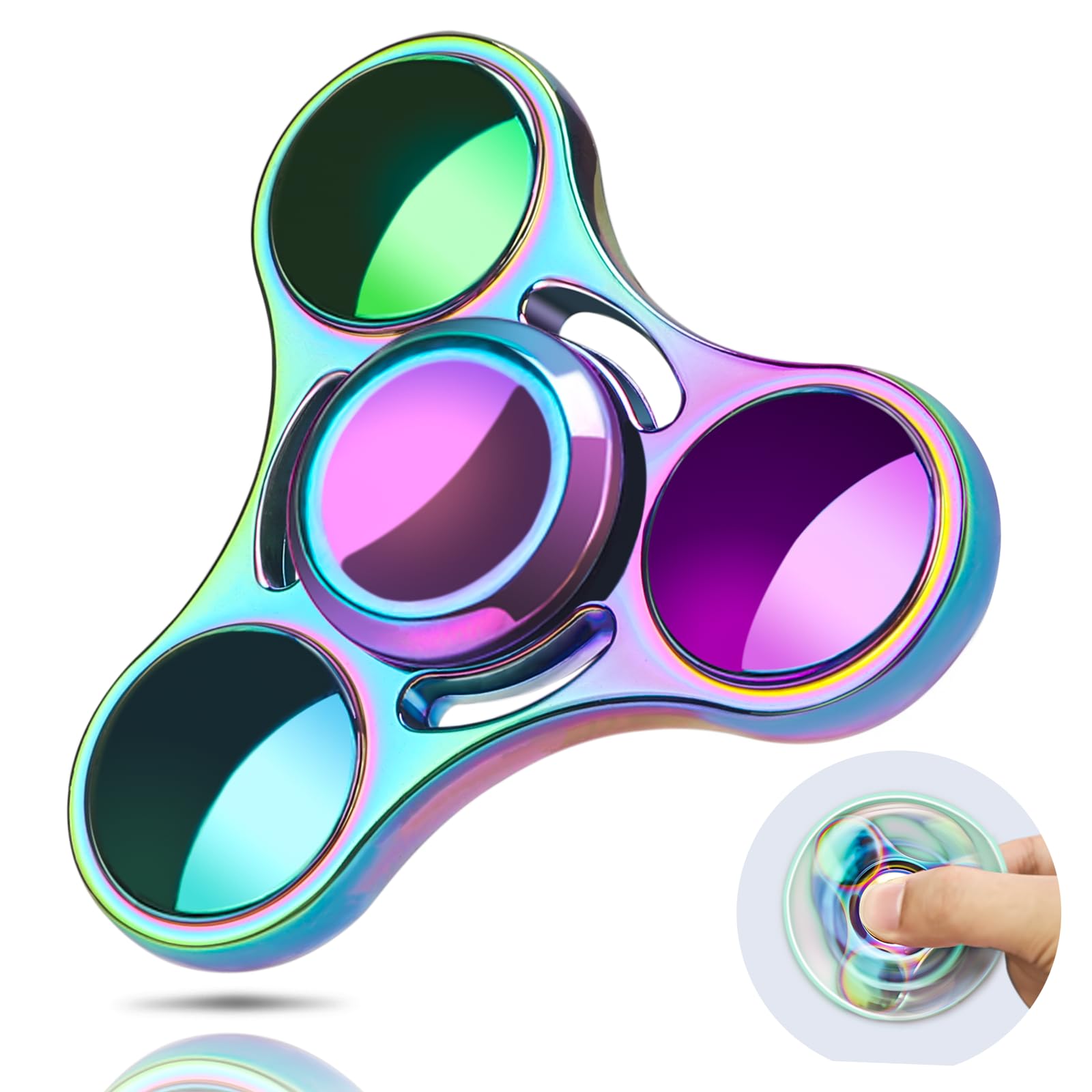 Aolcev Fidget Spinner Metal Toy Ultra Durable Toys Stainless Steel Bearing High Speed 3-5 Min Precision Brass Finger Spinner EDC ADHD Stress Relief Anxiety Hand Fidget Spinners for Kids Adult-Colorful