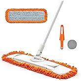 Dust Mop for Floor Cleaning with 1 Washable Microfiber Pads - JEHONN Dry Wet Flat Mop with Scouring Pad for Hardwood, Laminat