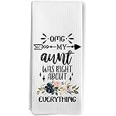 BitKAM Aunt Gifts Kitchen Towels, Aunt Auntie Gifts for Mother's Day Birthday Dish Tea Towels for Kitchen, Auntie Gift from Niece Nephew Decorative Hand Towels for Bathroom, 16x24 Inches
