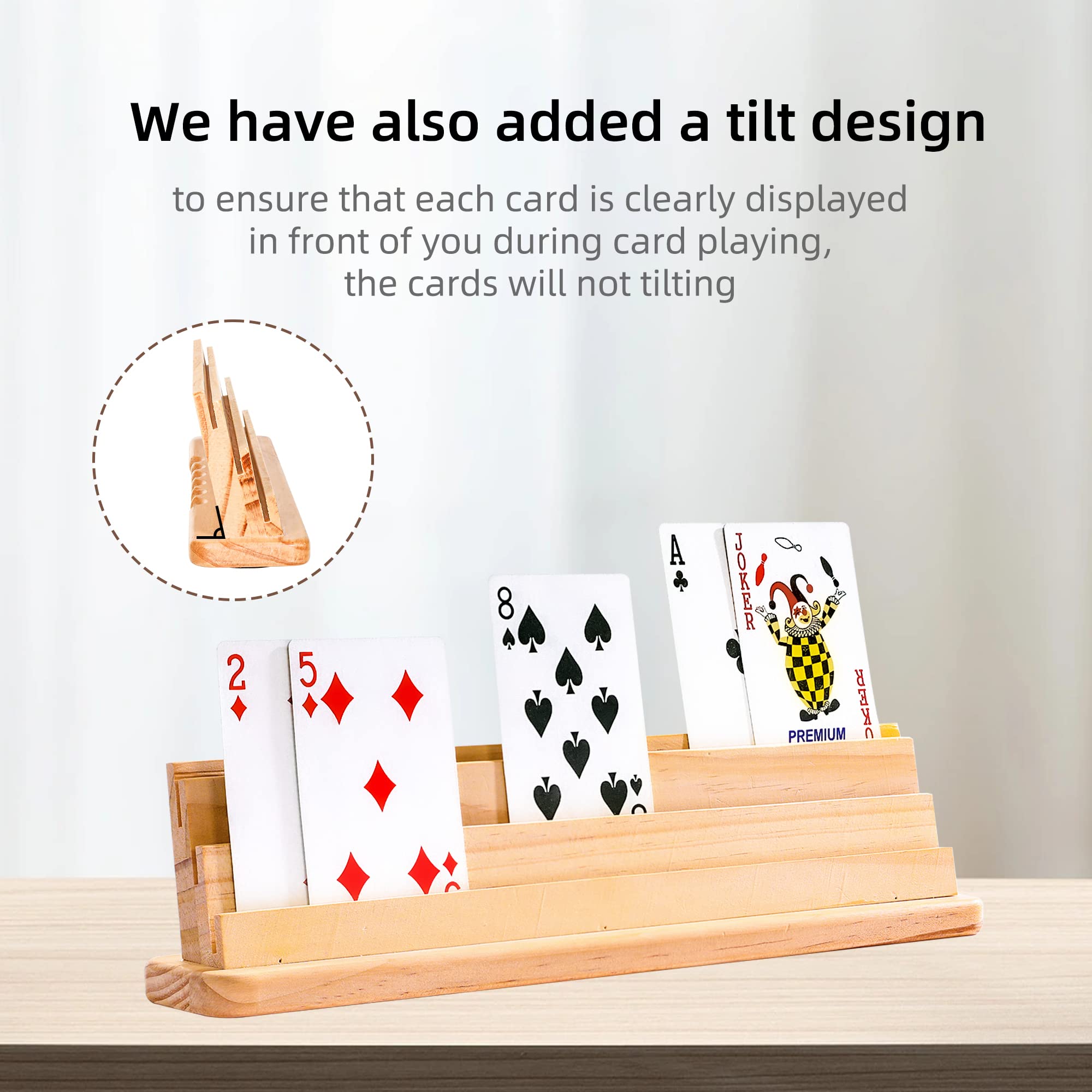 wefaner Spielkartenhalter für Spielkarten, 2 Stück Spielkartenständer aus Holz, Behält Stets den Überblick, Spielkartenständer Kartenhalte Für Senioren 5