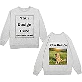 JPLILY Custom Crewneck sweatshirt with Your Image & Text, 100% Soft Cotton for Odor-Free,Heat-Transfer & DTG Printing for HD
