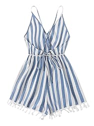 SweatyRocks Women's Sleeveless Striped Wrap V Neck