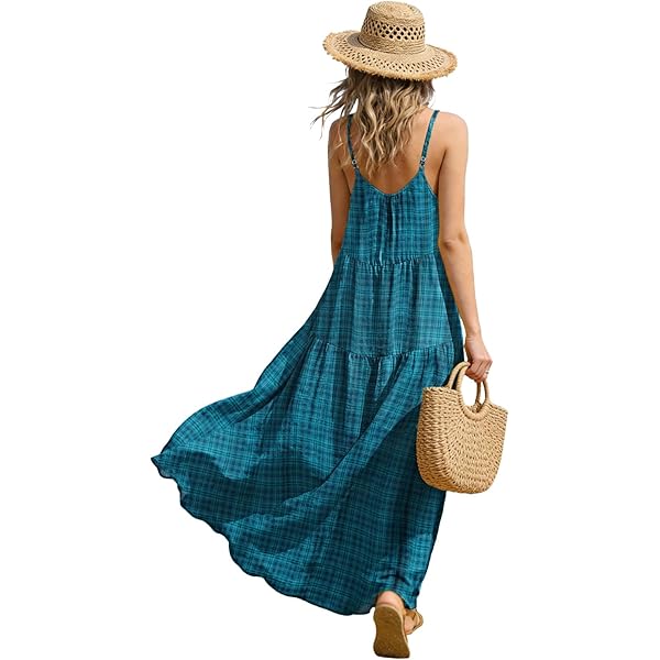 Milumia Summer Flowy Bohemian Dresses for Women 2024 Boho Floral V Neck  Ruffle Hem Maxi Dress Green and White Large at Amazon Women's Clothing store