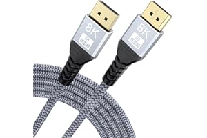 UVOOI 8K DisplayPort Cable 12FT, Display Port 1.4 Cable 12 Feet DP to DP Cord (8K@60Hz, 4K@144Hz, 2K@240Hz, 32.4Gbps, Dynamic HDR, HDCP2.2, 3D) for Gaming Monitor, Graphics Card, PC, Laptop