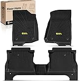 YHTAUTO Floor Mats Fit 2020-2025 Jeep Gladiator JT, TPE All Weather Floor Liner Odorless Custom Fit Car Mats, 1st & 2nd Row, Set of 3