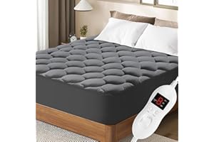 Ayge Twin Size Heated Mattress Pad - Auto Shut Off Electric Mattress Pad Cover - Electric Bed Warmer with Deep Pocket, Machine Washable, Dark Gray
