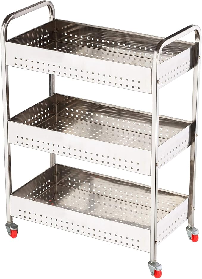 Lovely Bazaar 3 Tier Stainless Steel Vegetable Trolley for Kitchen