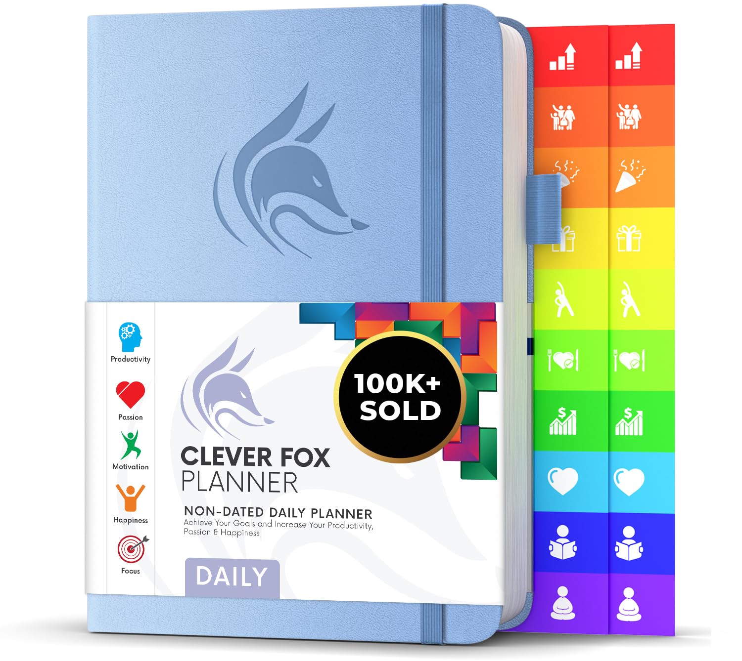Photo 1 of Clever Fox Daily Planner – Undated Planning Notebook with Hourly Schedule & To-Do List – Personal Day Task & Work Organizer, 6 Months (Periwinkle)