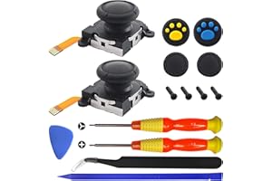 HQB-STAR 2 Pack Switch, Switch OLED, Switch Lite Hall Sensor Joystick replacement for Nintendo Switch/Switch OLED Model/Switch Lite Joy-Con Controller Joystick replacement + Y1.5, Cross Screwdriver, Pry Tools