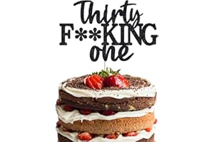 VEEGOOD 31 Cake Toppers - Happy 31st Birthday Set, Black Glitter & Funny Designs for Men & Women