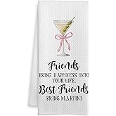 WOTYPU Friend and Martini Kitchen Bar Towels, Martini Gifts for Women Dish Tea Towel, Cocktail Lover Gifts Decorative Hand Towels for Kitchen Home Bar Cart Decor, 16x24 Inch