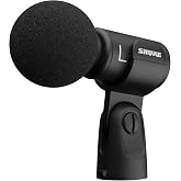 Shure MV88+ Stereo USB Microphone - Condenser Microphone for Streaming and Recording Vocals &amp; Instruments, Mac &amp; Windows Compatible, Real-Time Headphone Monitoring Output, Travel Friendly - Black