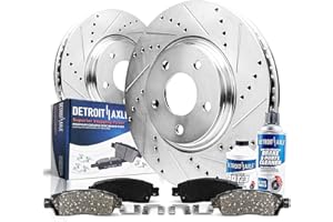 Detroit Axle - Front Brake Kit for 2009-2019 Toyota Corolla Matrix Pontiac Vibe 2008-2014 Scion xD Drilled & Slotted Disc Brake Rotors Ceramic Brakes Pads 2010 2011 2012 2013 Replacement