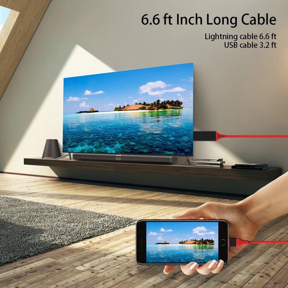 ASAITEKE Compatible with Phone to HDMI Adapter Cable, Digital AV Adapter 1080p HD TV Connector Cord Compatible with Phone X 8 7 6Plus, iPad, for iPod to TV Projector Monitor