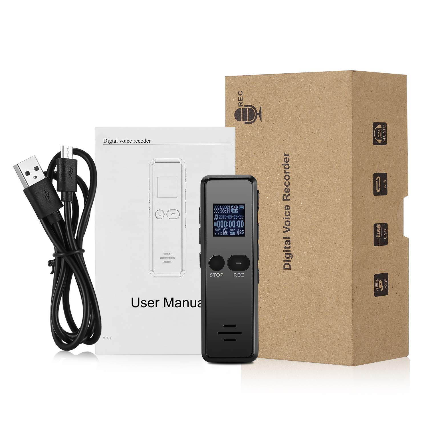 Amazon.com: UIUIUS Voice Recorder,Audio Digital Voice Activated Portable  Sound Recorder with 560 Hours Rechargeable 8GB Multifunctional for Lectures  and ...