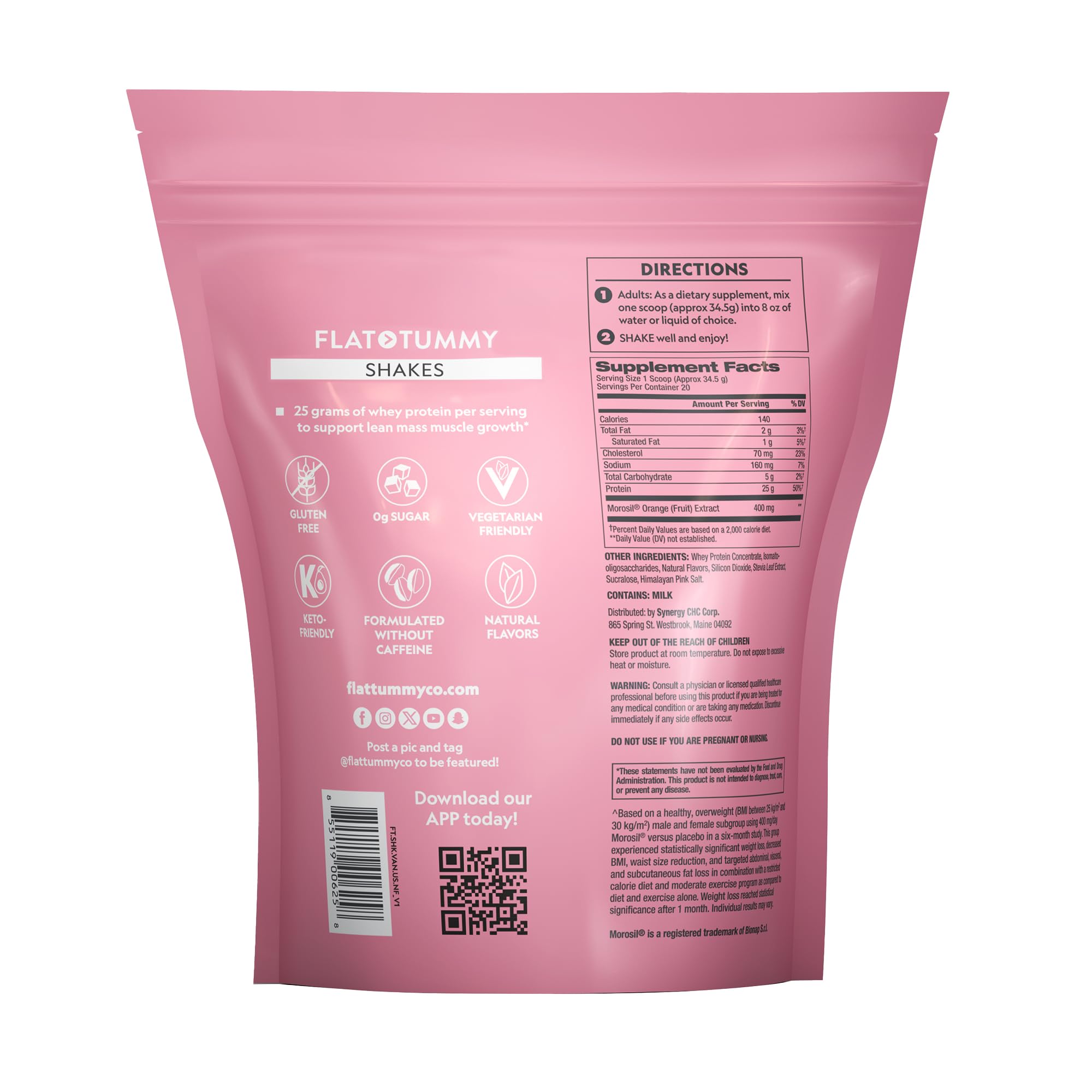 Flat Tummy Shakes - Vanilla, 20 Servings, EBT Eligible – Post GLP-1 Protein Supplement, High Protein, Zero Sugar, Keto-Friendly Meal Replacement with Clinically Studied Morosil®