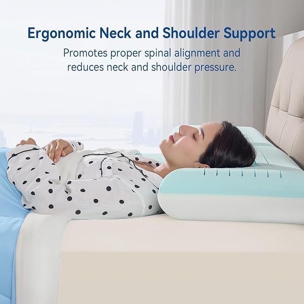 BEDTTER COOLING PILLOW WITH GEL MEMORY FOAM AND COOLING CASE FOR COOLING SLEEP (1 PACK), BED PILLOW FOR SIDE SLEEPERS, NECK AND SHOULDER PAIN RELIEF, WASHABLE COVER, 25″X15″X5″