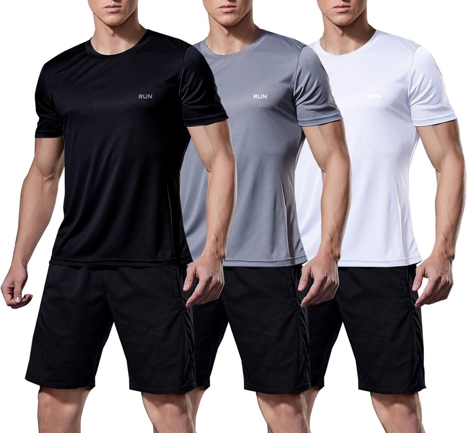 alblanc Mens Quick Dry Athletic Shirts Lightweight Short Sleeve Workout