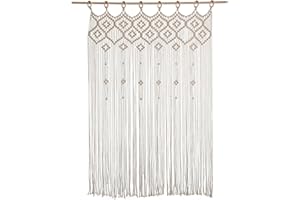 Macrame Curtains for Window 39x41 Inch Large Macrame Wall Hanging Tassel Boho Door Curtain for Living Room Bedroom Wedding Ba