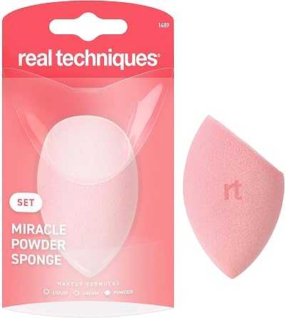 Real Techniques Miracle Powder Sponge for Blending & Setting – Velvet Finish