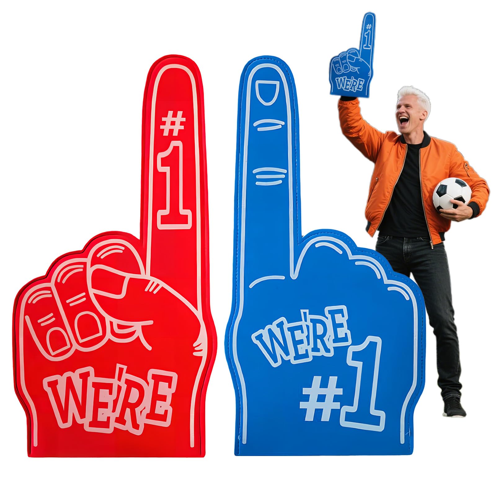atnayo Foam Finger, 2 Pcs Big Foam Fingers for Sports Events, Sports Party, Games