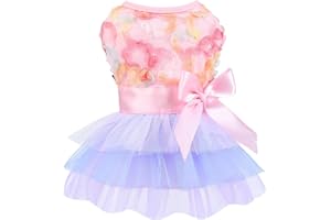 YIKEYO Dog Dress for Dog Spring Summer，Dog Dress for Small Dogs Girl，Dog Skirt Female Puppy Dresses Pet Dress Yorkie Chihuahua Tulle Dress Birthday Party Lace Costume Tutu Skirt Apparel