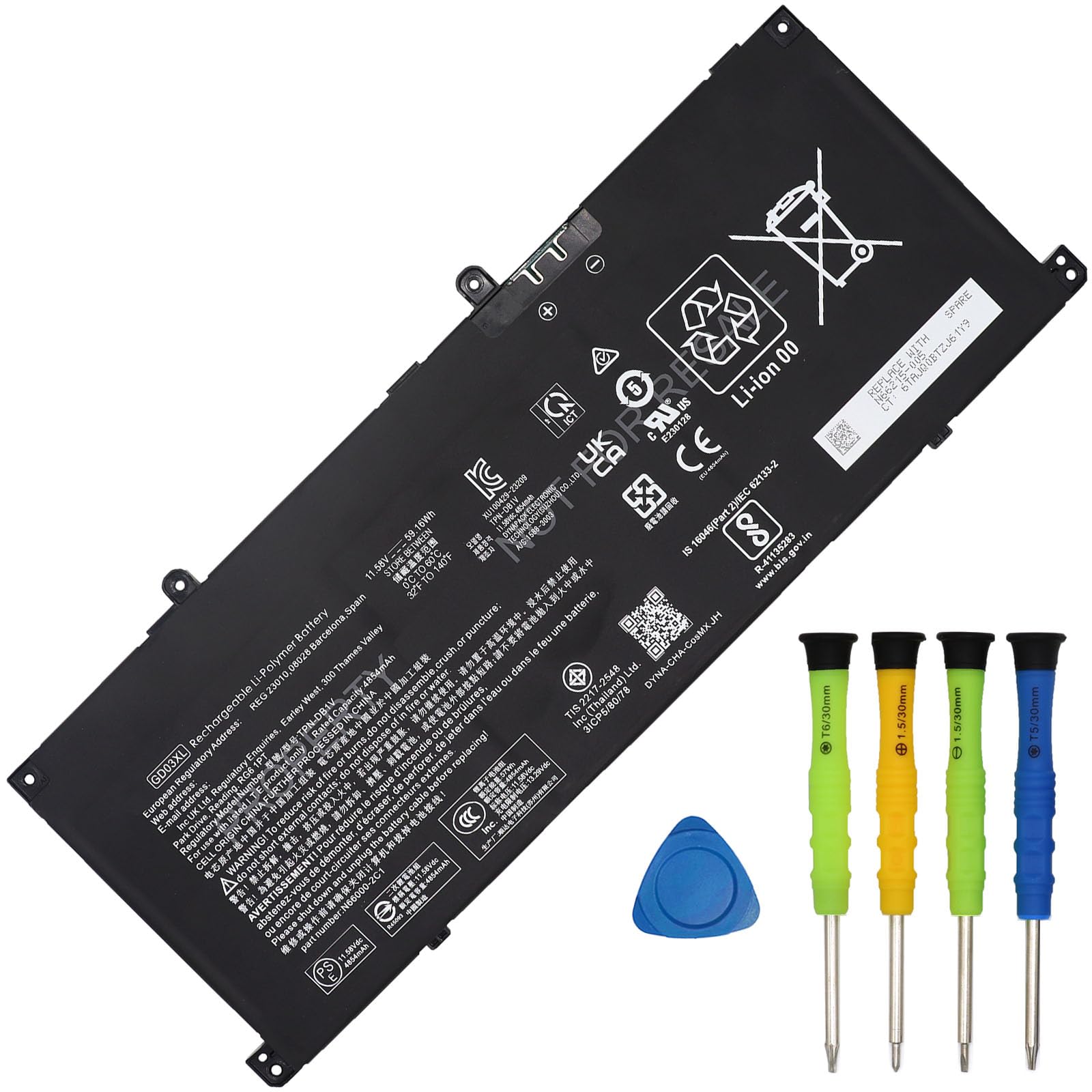 Photo 1 of GlottyBatt GD03XL N66215-005 Battery Replacement for HP Envy x360 14 2-in-1 14-fa0000 EliteBook Ultra G1q OmniBook X 14 Series Laptop Battery GD03059XL N66000-1E1 N66000-AC1 59.16Wh