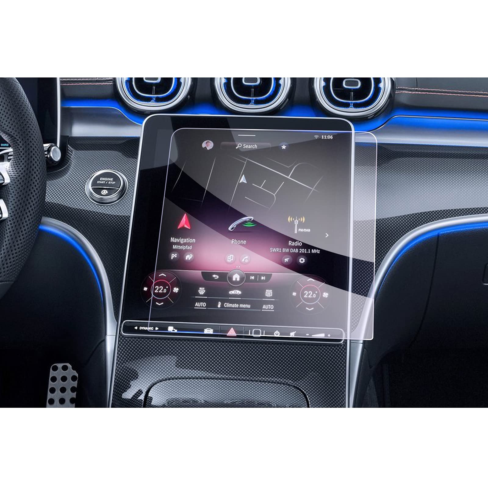 GAFAT Compatible with Mercedes-Benz C-Class W206 / GLC X254 2025 2026-2023 11.9" Navigation Protective Film, Tempered Glass Protector for C Class 2025 11.9" TouchScreen, Shockproof, 9H Anti-Scratch
